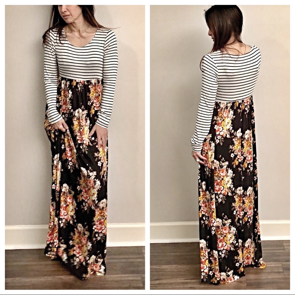 ✨LAST ONE ✨striped top floral skirt maxi dress - Picture 6 of 6